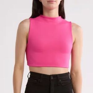 N by Naked Wardrobe mock neck cropped tank top in hot pink lined women’s XL